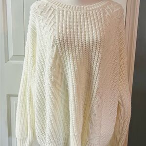 TORRID Creamy White Tie Back Cable Knit Sweater size 2 (2x 16-18)